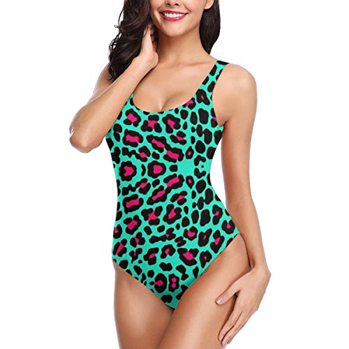 YongColer Womens Sexy One Piece Swimsuit Swimwear - Cheetah Mint Green Leopard - XL
