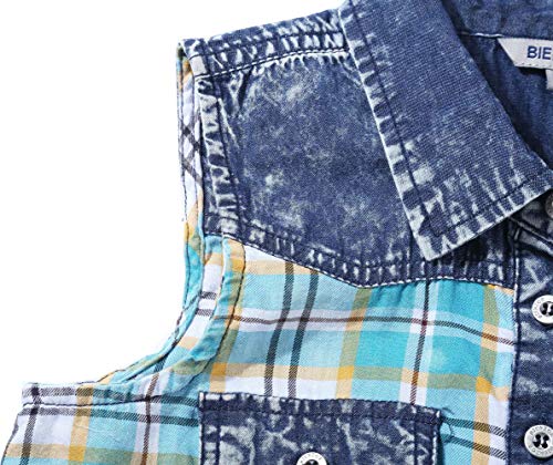 Image of Bienzoe Western Plaid Girls Shirt: Sleeveless Button Down
