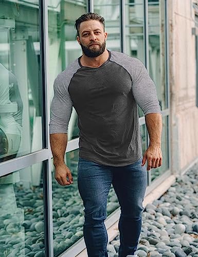 GYMAPE Mens Tapered Henley Shirts with Raglan 3/4 Sleeve4