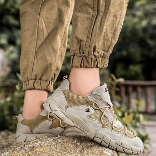 Men's Knitted Lace Up Suede Hiking Shoes Lightweight Mesh Fashion Breathable Casual Sneakers Anti-Slip Outdoor Camping Walking Driving Shoes4