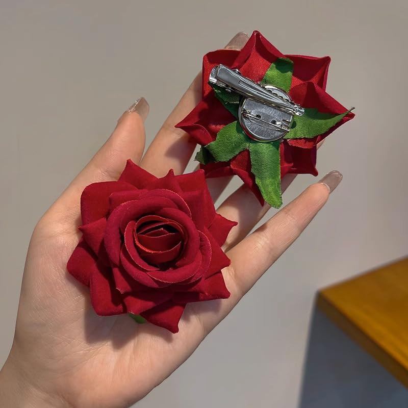 Miniatura 2 de Pin up floral de rosas para decoración de disfraz de Halloween, tela mexicana, broche de flores de rosas, tocados con clip para el cabello para