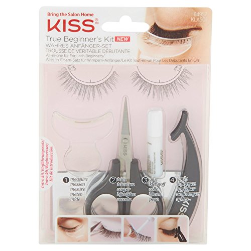 KISS Lash 11 False Eyelashes, 'Effortless', 12 mm, Includes 1 Pair Of Eyelash, Measuring Tool, Scissors, Lash Adhesive, Applicator, Mirror, Contact Lens Friendly, Easy to Apply, Reusable Strip Lashes
