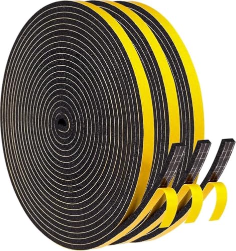 Fita de vedação de espuma autoadesiva forte, fita de vedação de espuma para portas e janelas, tiras de isolamento à prova de intempéries à prova de som, tira de vedação AC, anticolisão, antiinsetos (1