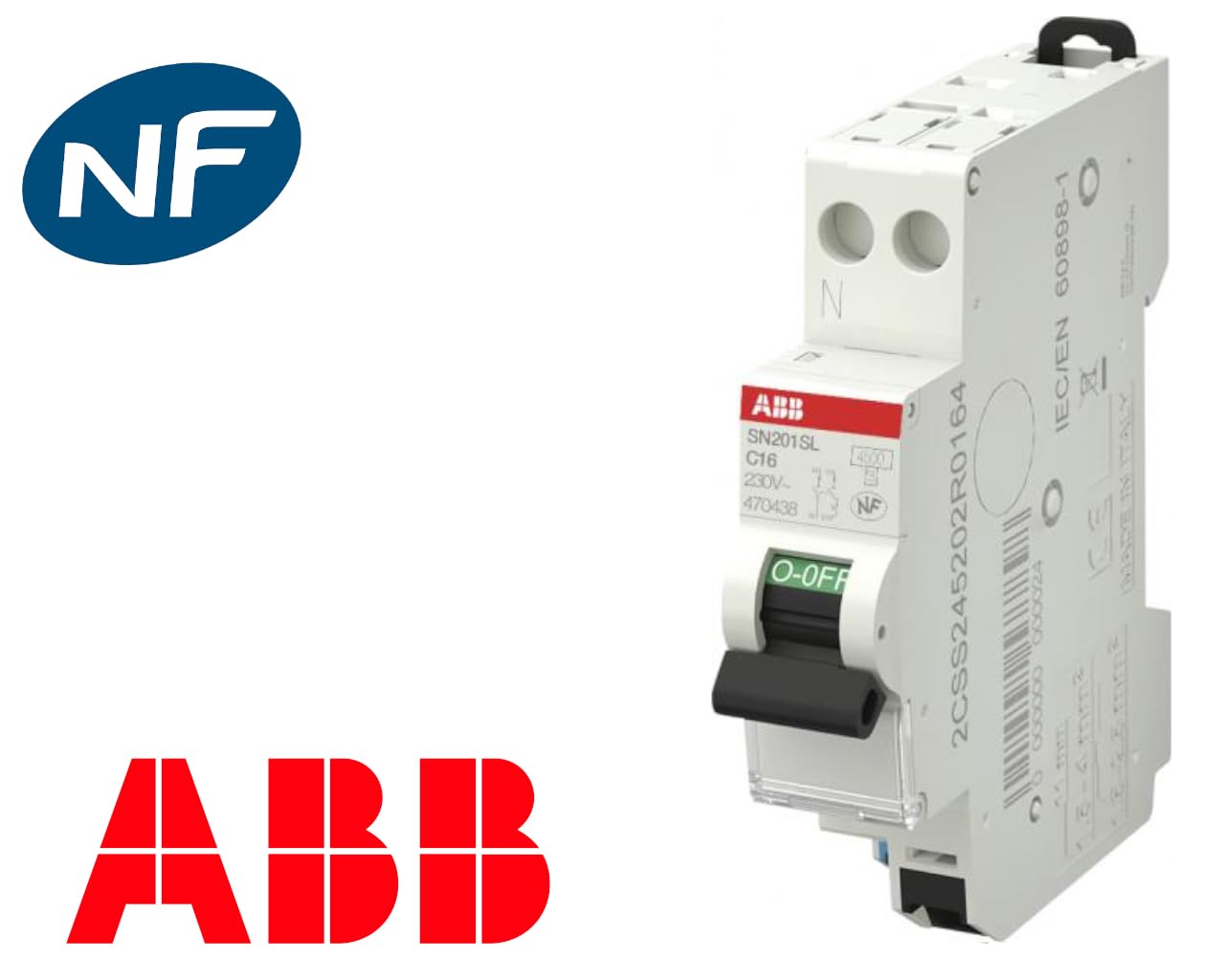 Interruttore Automatico ABB S201L NA C10 - 4.5kA, 1P+N, Per Quadri Elettrici Domestici