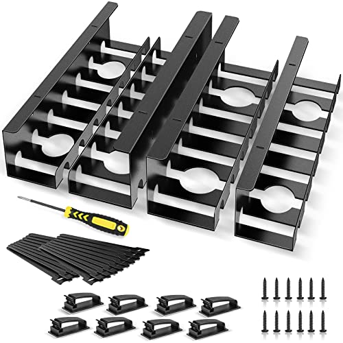 4er Kabelkanal Schreibtisch für Steckdosenleiste Kabelmanagement Wandhalterung Kabelhalter für Homeoffice Netzkabel Ladekabeln Inklusive Kabelbinder Kabelclips Kabelmanagement untertisch wandmontage