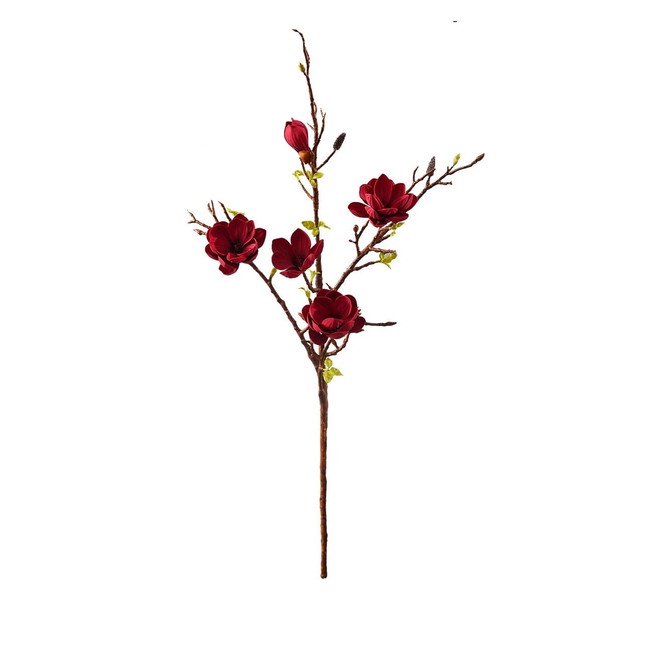 WLH Alexanders 2pcs Artificial Magnolia Flower Branches 106cm Long Stem Faux Floral Faux Bloom for Home Decor Centerpieces faux flower(Rot)
