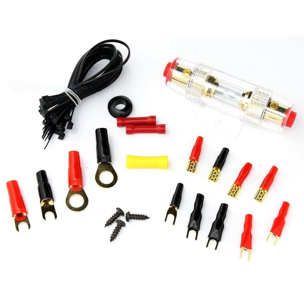 KIT CAVI SET PER FOCAL PK8 8 awg 8,3 mm² alimentazione per amplificatori altoparlanti auto fusibile 60 ampere, 1 kit