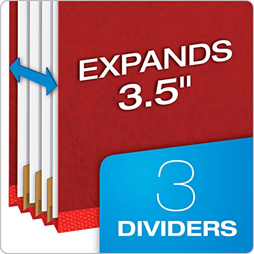 Pendaflex Pressboard Classification File Folders, 3 Dividers, 2" Embedded Fasteners, 2/5 Tab Cut, Letter Size, Bright Red - Image 2