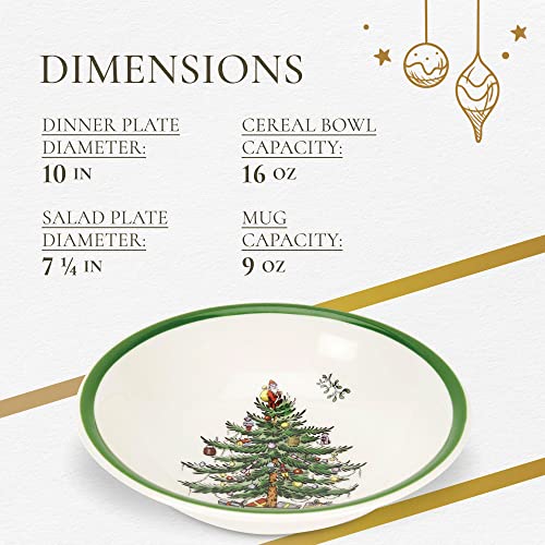Spode Christmas Tree Collection 16-Piece Dinnerware Set | Service For 4 | Dinner And Salad Plates, Coffee Mugs, And Cereal Bowls | Holiday Dishes | Dishwasher Safe #TOP6