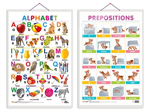 Image of GO WOO Combo of 2 Alphabet and PREPOSITIONS Educational Posters for Preschool Kids Classroom Study | Learning- Charts for Kids Learning (20 inchX30 inch Inches)