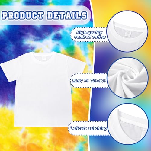 Liitrsh 9 Pcs Unisex White T Shirt for Tie Dye Sublimation Blank Crew Neck Short Sleeve T-Shirt Women Men Cotton White Cotton Shirts for Adults DIY Tie Dye Crafts Party Supplies2