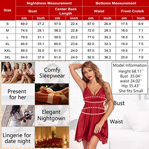 Avidlove Nightgown For Women Satin Lingerie Dress Sexy Negligee Plus Size Cami Chemise Babydoll Wine Red Xxl #TOP6