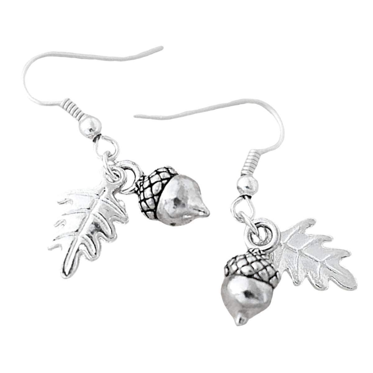 Enchanted LeavesEnchanted Leaves - Silver Acorn Earrings - Cute Tiny Fall Acorn Charm Earrings