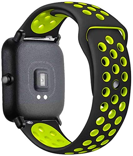 22mm Band, Strap for Noise ColorFit Ultra, ColorFit Pro 3, NoiseFit Endure, ColorFit NAV, NoiseFit Evolve, NoiseFit Active, Soft Silicon with Air Hole Straps (Black with Green)