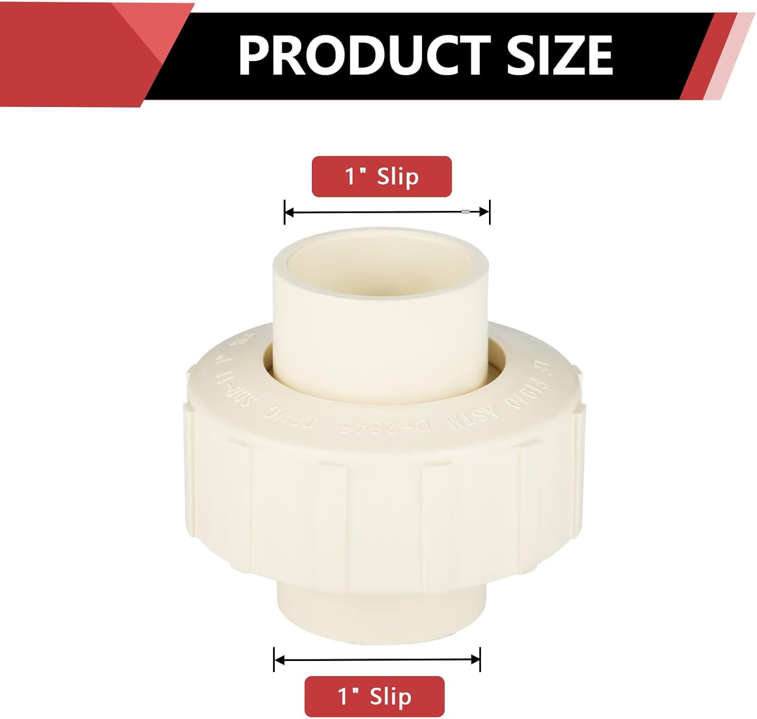 (2 Pack) EFIELD 1" Inch CPVC Slip Union, CTS x CTS Union Solvent Connection Fittings,(CPVC032-2)