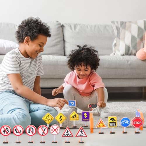Image of Blosssound Wooden Toys Set for Preschool Classroom - Multicultural Career People Blocks Educational Wooden Play for Kids Learning Toys Play Games Activity Supplies(32 Pcs,Traffic Signals)