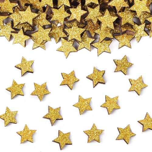 BETESSIN Streudeko Weihnachten Holz - 150 Stück Holzsterne Konfetti...