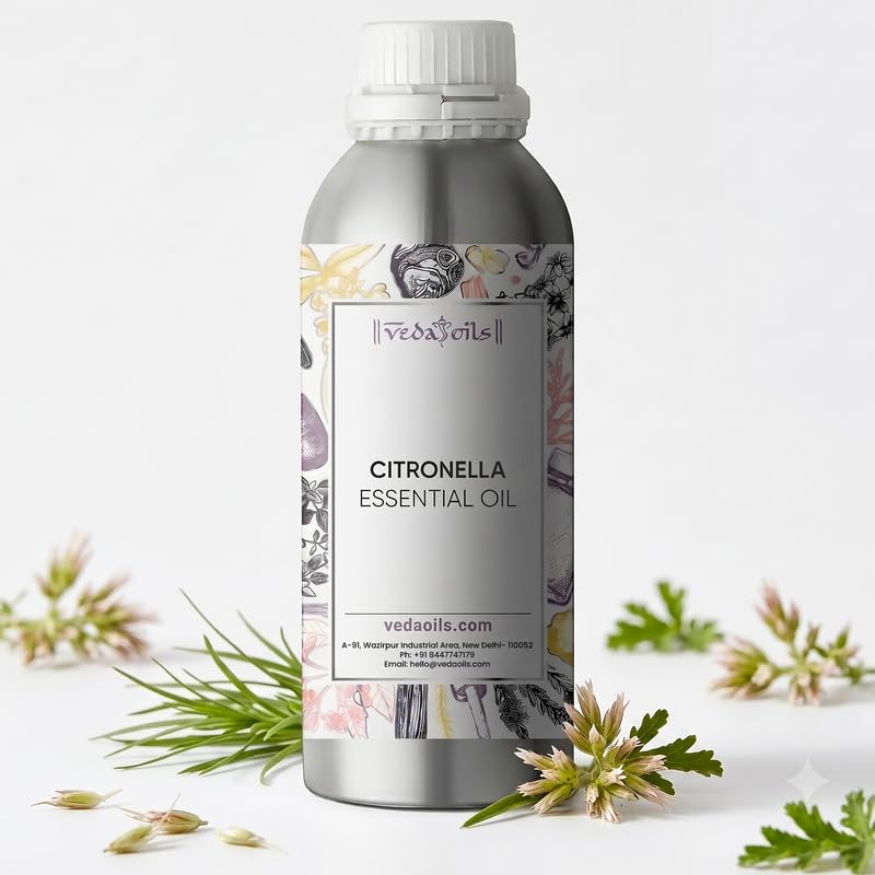 VedaOils Citronella Essential Oil 100ml | Pure Citronella Oil for Diffusers, Home Fragrance & Outdoor Freshness | Aromatherapy & DIY Use
