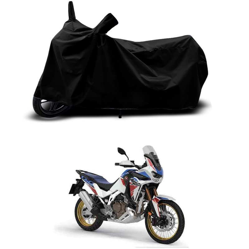Image of 100% Scratchproof /UV-Rays /Heat Protection /Birds Dropping /Water Resistant /Dust Proof /Waterproof /Bike Scooty Two Wheeler Body Cover Compatible for Honda Africa Twin DCT All Varients[Black]
