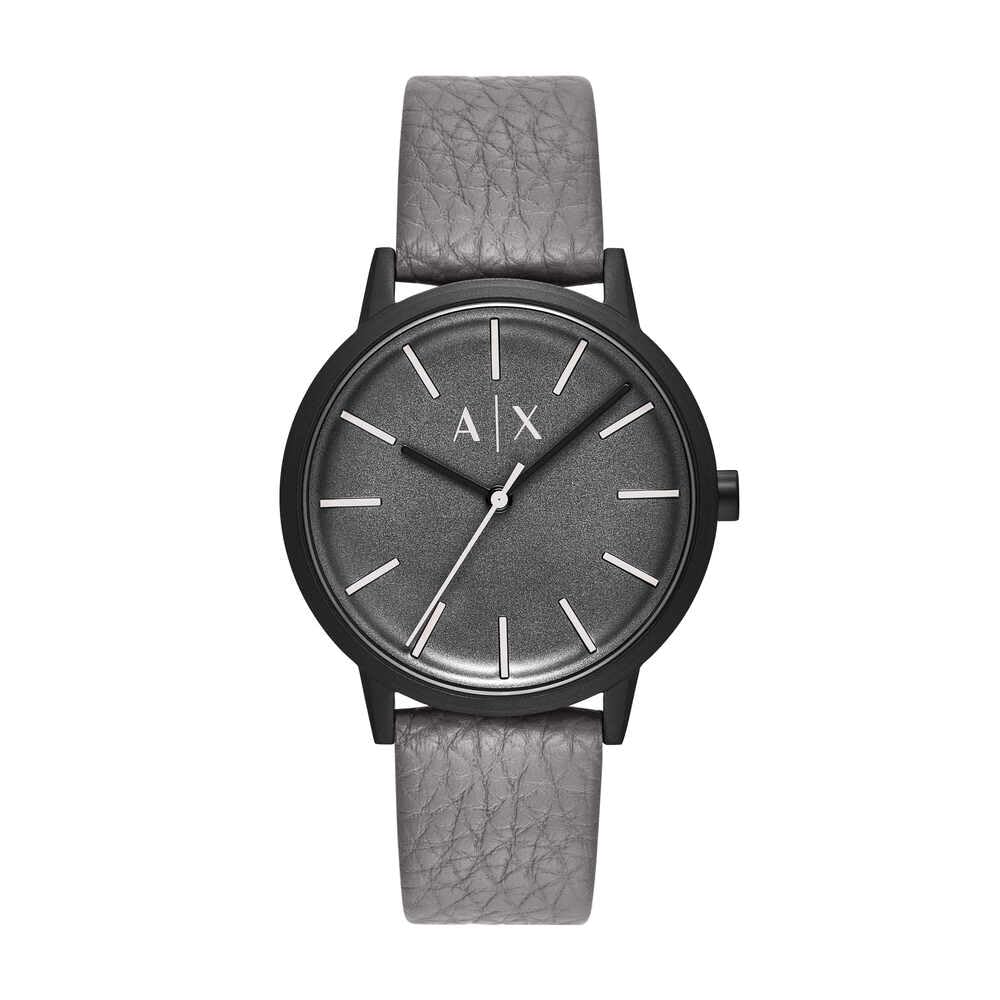 Armani Exchange Watch for Men, Quartz Three Hand Movement and 42 mm Case Size with Leather Strap, Cool Grey