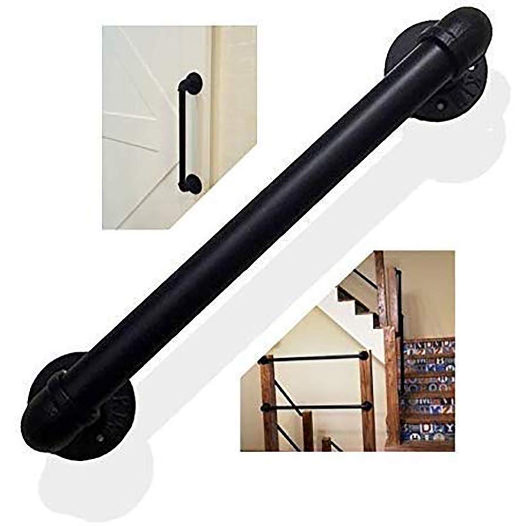 Rampe d'escalier en fer forgé noir LUNEZY pour mur intérieur et extérieur
