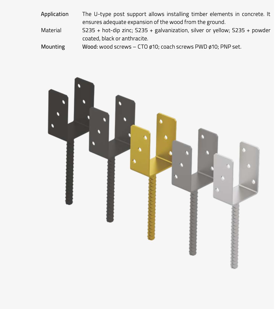 76mm x 120mm x 60mm Heavy Duty Post Base Concrete Anchor Support for Pergola Terrace Gazebo U Bracket Decking Spike (Pack of 1) - Image 4
