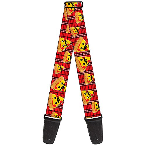 Buckle-Down Guitar Strap Pizza Man Plaid Red 2 Inches Wide