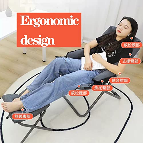 ERoomQ Luxury Lazy Chair Reclining Armchair with Ottoman - Comfy Single Leisure Sofa, Foldable & Upholstered for Bedroom/Office, Lounge Chair with Side Pocket and Footrest, Host(Grey)