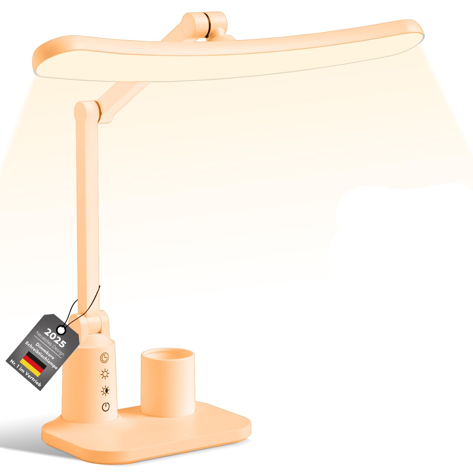 Mihoho LED Desk Lamp Dimmable Table Lamp, Cordless Task Lamp with Adjustable Color & Brightness, Foldable Rechargeable Night Light for Reading, Makeup, Craft (Pure White A)