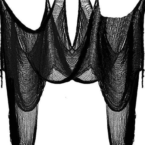 2PCS Scary Halloween Decor Creepy Cloth Decorations 39" x157" - Halloween Haunted House Party Decoration Supplies (Black&Black) Cover