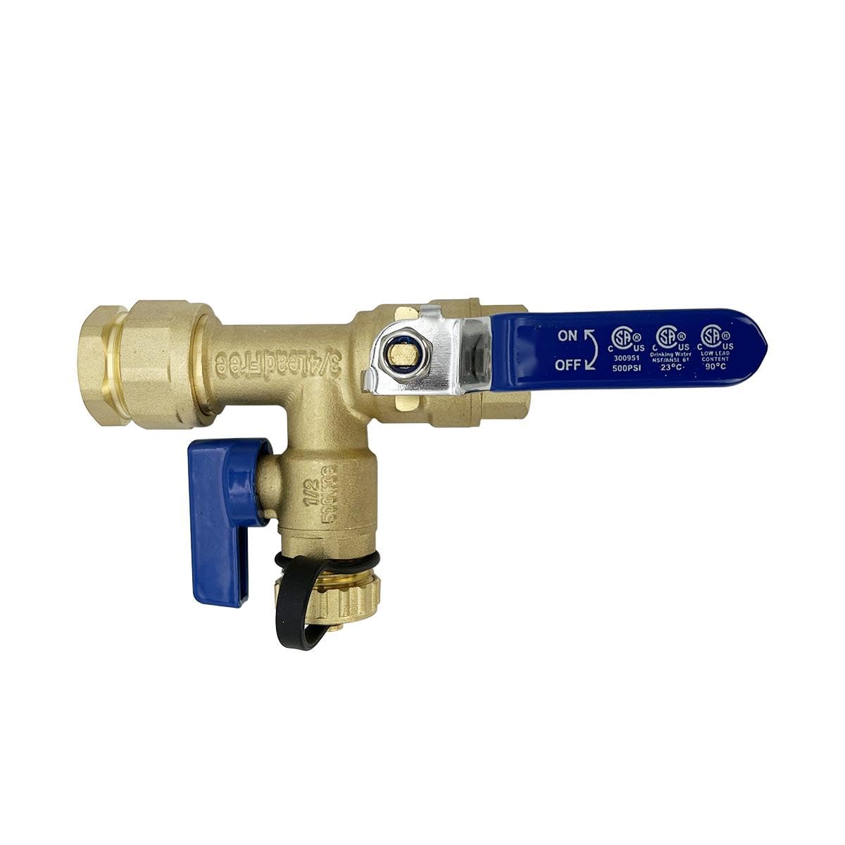 Long Term Kit de válvula de servicio de calentador de agua sin tanque con aislamiento IPS de 3/4 pulgadas, con válvula de alivio de presión, construcción de latón limpio, cinta de rosca PTFE