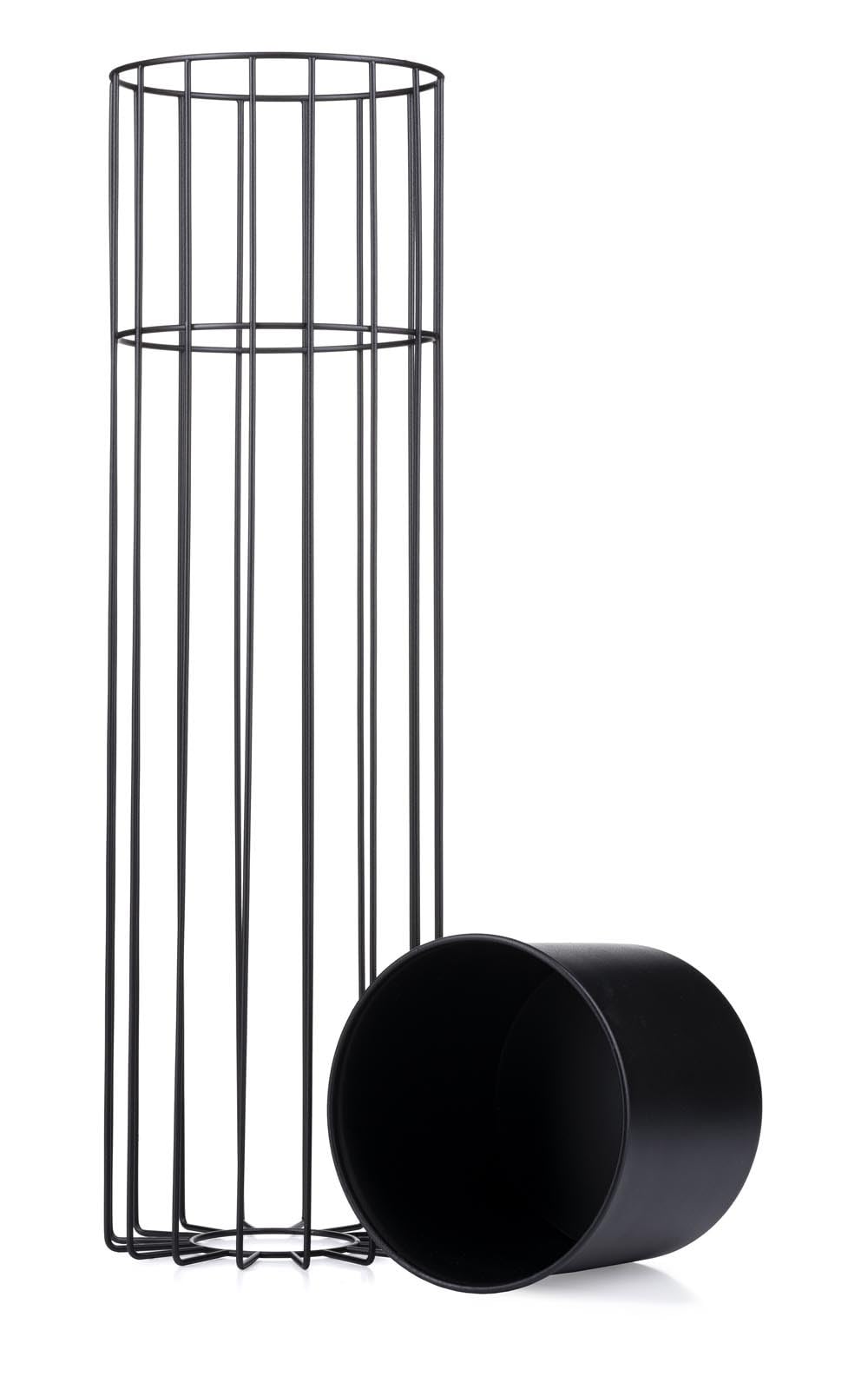 Moderne Blumenständer Metall 70 cm Hoch mit Schwarz Blumentopf Rund 19 cm Ø auf Robuste Ständer - Pflanzenständer zur Dekoration Innenräumen