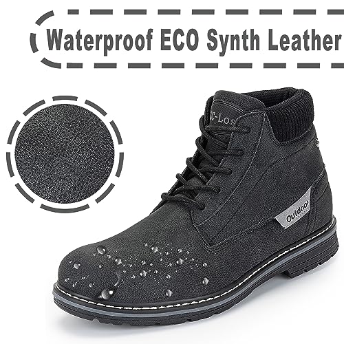 Image of CC-Los Mens Boots Waterproof Hiking Boots for Men Ankle Dress Chukka Boots Black Size 12.5-13
