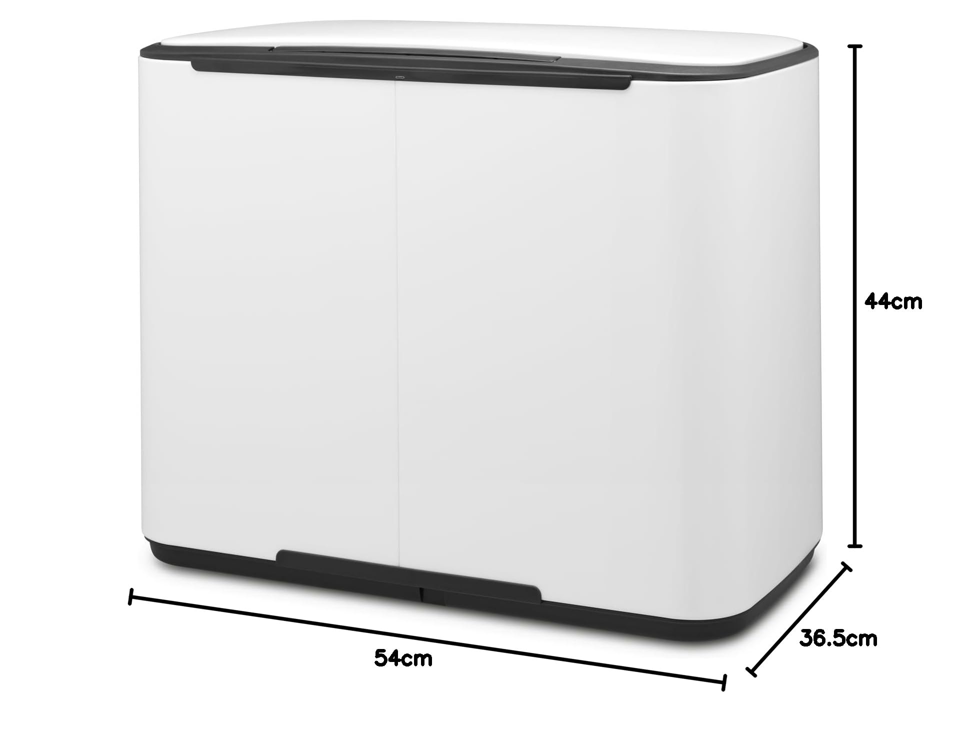 Brabantia Bo Pedal Bin Cubo de basura 11 + 23 litros, Acero Inoxidable, Blanco, 54x36,4x44 cm