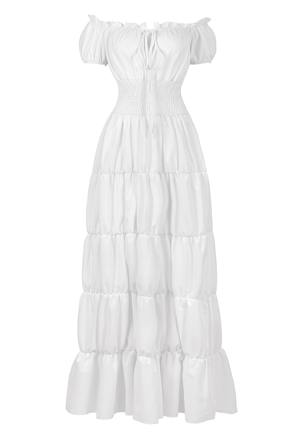 Haoaugut Women Renaissance Medieval Irish Costume Smocked Waist Over Dress Wench Pirate Peasant Cosplay