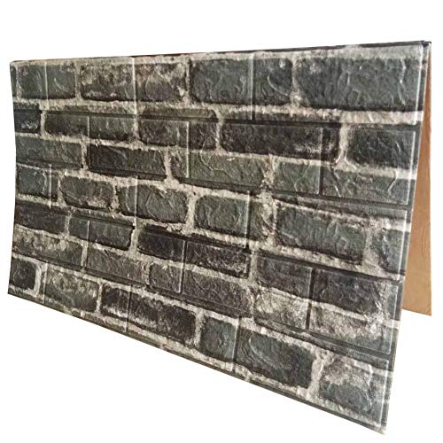 3D Wall Panels POPPAP 3D Visual Effects Foam Wall Panels Faux Brick Wallpaper Peel And Stick Dark Grey White Color Painted Brick Wallpaper 10 Tiles