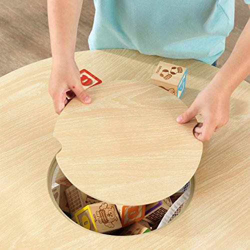 Kidkraft Wooden Round Table & 2 Chair Set With Center Mesh Storage - Natural & White, Gift For Ages 3-6 23.5 X 23.5 X 17.3 #TOP2