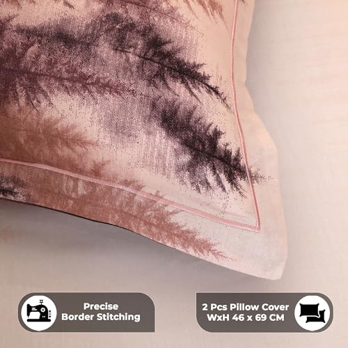 Image of Story@Home Luxe 300 TC 100% Cotton Sateen Weave Compact Yarn Bedsheet King 108 x 108 Inches Tree Soft Flat Sheet with 2 Pillow Covers 18 x 27 Inch -Brown and Beige Ombre-Gift Packaging