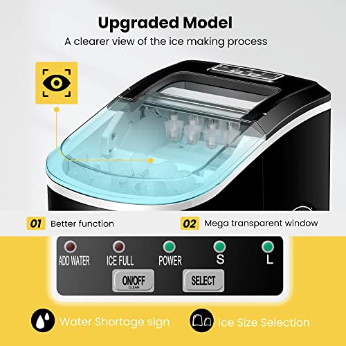 Image of VIVOHOME Electric Portable Compact Countertop Automatic Ice Cube Maker Machine with Hand Scoop 10 Ice Bags and Self Cleaning Function 27lbs /Day Black
