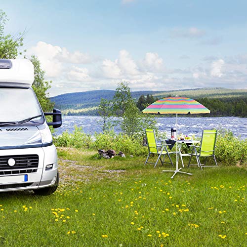 Relaxdays strandparasol gestreept, in de hoogte verstelbaar, SPF 50+, H x Ø 210 x 170 cm, tuin, stokparasol, kleurrijk - Afbeelding 4