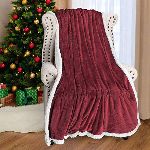 Catalonia Sherpa Fleece Throw Blanket, Super Soft Mink Plush Couch Blanket, Tv Bed Fuzzy Blanket, Fluffy Comfy Warm Heavy Throws, Comfort Caring Gift,50X60 Inches Wine Red #TOP7