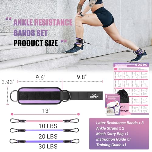 Image of Ankle Resistance Bands with Cuffs, Leg Exercise Equipment with Poster | Ankle Bands for Working Out, Kickbacks Hip, Leg Glute, Resistance Workout Equipment for Women