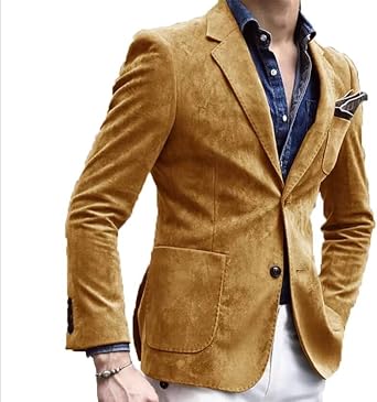 Mens Blazer Single Breasted Notched Lapel Slim Fit Jacket Wedding Prom Party Suede Tuxedo Set