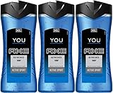 Axe You Refreshed 168H Active Sport 3-in-1 Body Hair and Face Wash, 400 Ml / 13.5 Ounce (Pack of 3) Imported