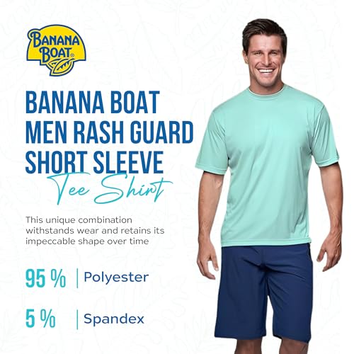 Banana Boat Men Rash Guard Short Sleeve tee Shirt for Men 100% Polyester | Waterproof | UPF 50+ | UV Protection | Quick-Dry | Sea Foam Medium3