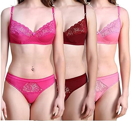 STXXOR Women Cotton Bra Panty Set for Women Lingerie Set Bra Panty Set for Women with Sexy Bra Panty Set for Women Innerwear Pack of 3-picture-36