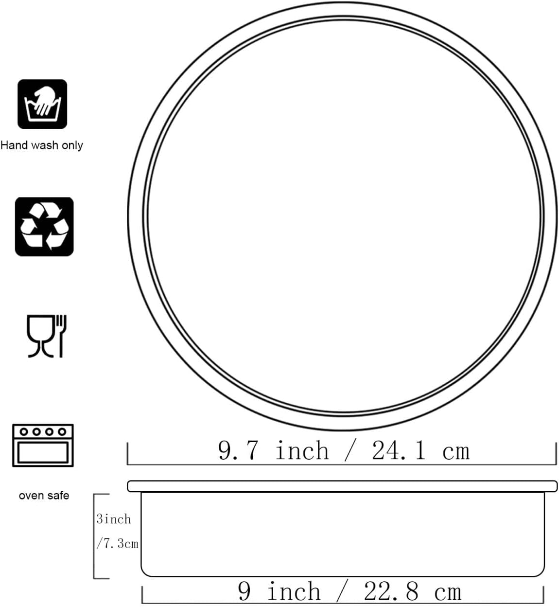 9 Inch Cake Pan, Aluminum Round Cake Baking Pans Tins For for birthday cake party cake, Non-Toxic, Only Handwasher.Silver(9×3 round Cake Pan) - Image 2