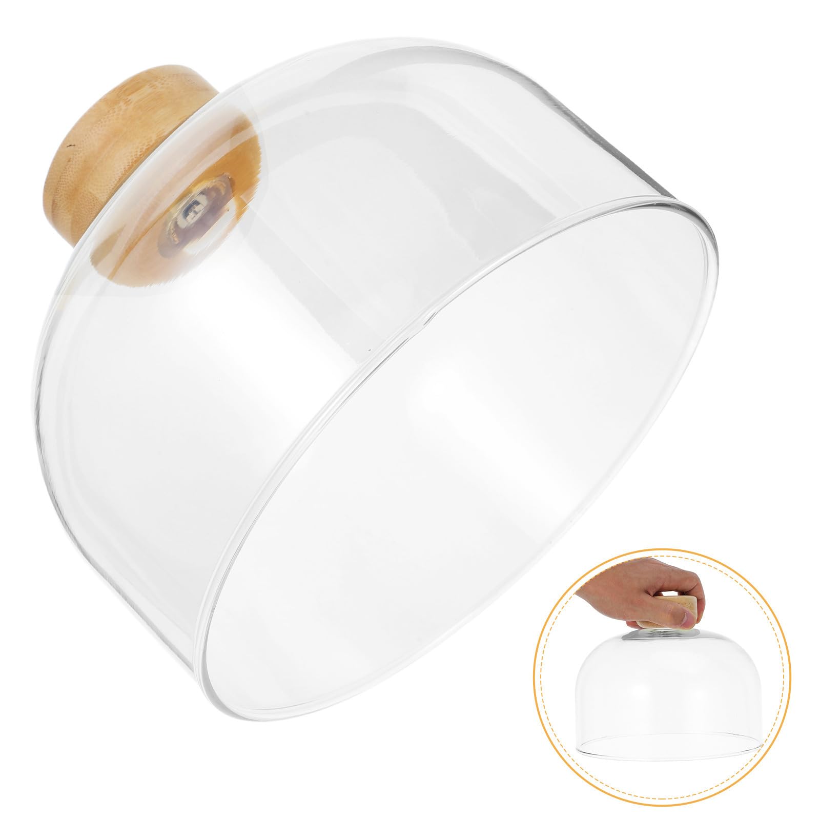 Cúpula de Pastel con Tapa de Vidrio y Base de Madera Elegante para Boda, Bandeja para Servir Postres Fácil de Limpiar y Almacenar en Mesas de Celebración