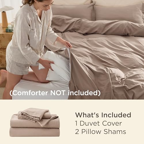 Image of Bedsure Khaki Oversized King Duvet Cover - 3 Pieces Prewashed Cotton-Like Polyester Extra Soft Bedding Set, Includes 1 Duvet Cover 120x98 Inches with Zipper Closure & 2 Pillow Shams, No Comforter