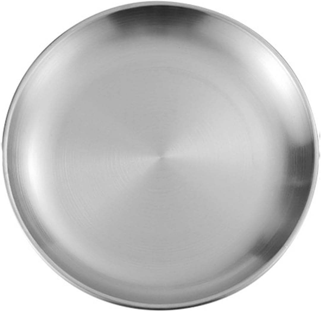 26cm / 10.24" Stainless Steel Plates Dishes Saucer Metal Stackable Serving Plates Outdoor Camping Home Food Tray Round Dinnerware Hiking Backpacking Travel Portable Durable Tableware